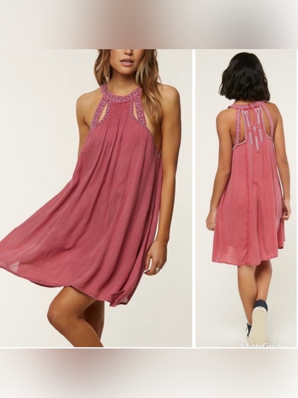 Women’s O’Neill Luminous High Neck Pink Embroidered Trim Dress